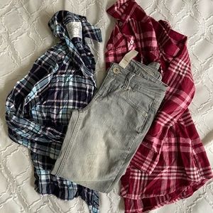 Justice flannel and jean bundle